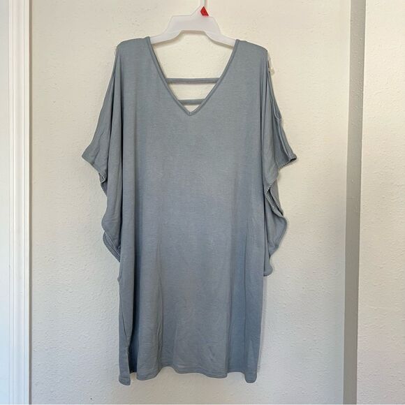 Dotti Cold Shoulder Swim Cover-Up Tunic in Gray NEW Size Large - Picture 4 of 9